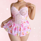 Plus Size Pretty Pink Lingerie Set