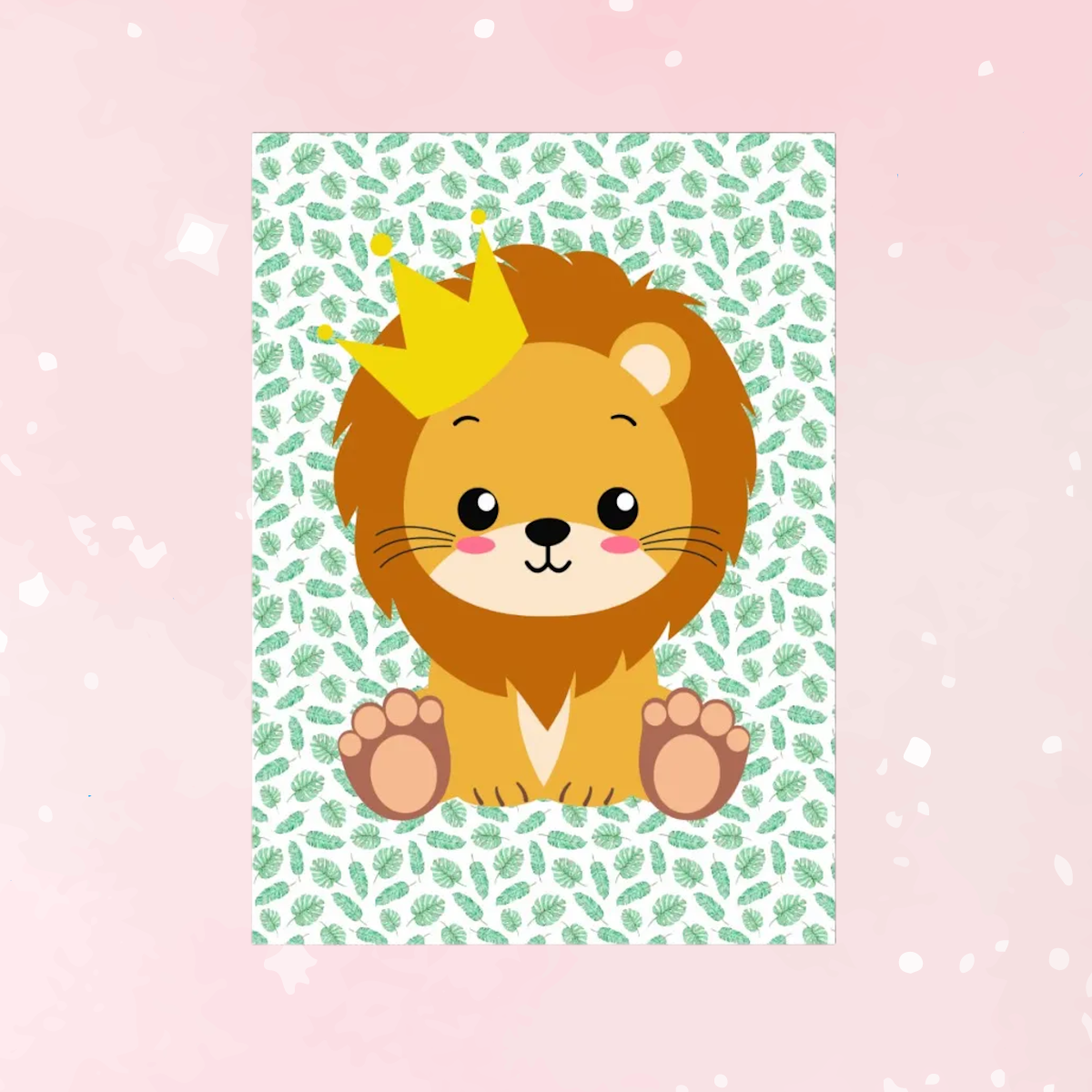 Adorable Jungle Lion Frameless Mural