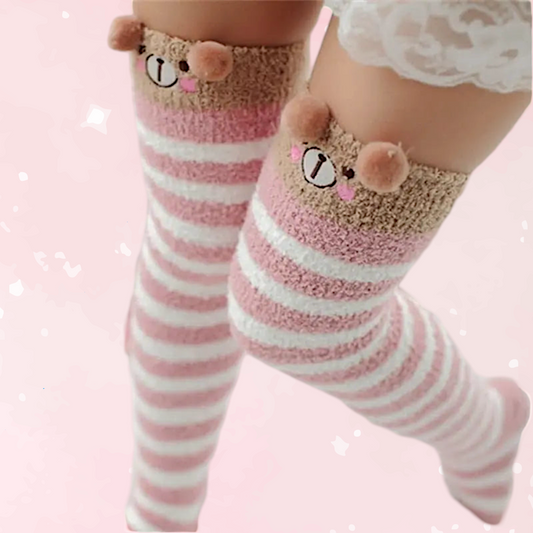 Adorable Plush Animal Knee Socks