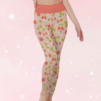 Sweet Strawberry High Waist Leggings