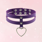 PU Leather Heart Pendant Collar (Colors) - Puppy's Aesthetics