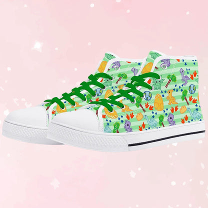 Dino Doodles Unisex High Tops - Puppy's Aesthetics