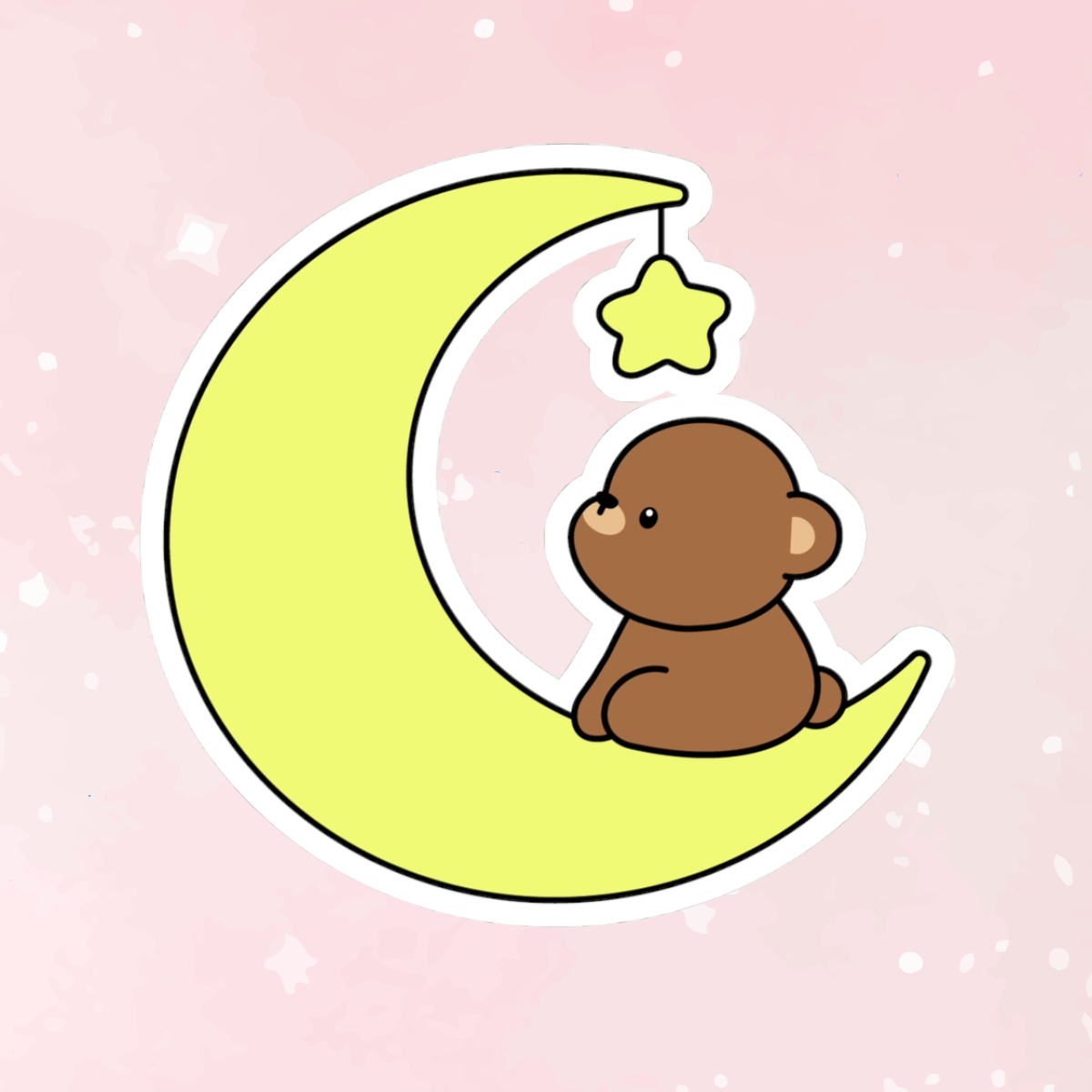 Cute Bear on Moon Kiss-Cut Sticker - Puppy's Aesthetics