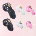 Silicone Chastity Cage Male Cock Lock with 5 Penis Rings