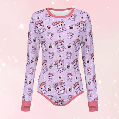 Honeybee Bear Garden Long Sleeve CuddleSuit - Puppy's Aesthetics