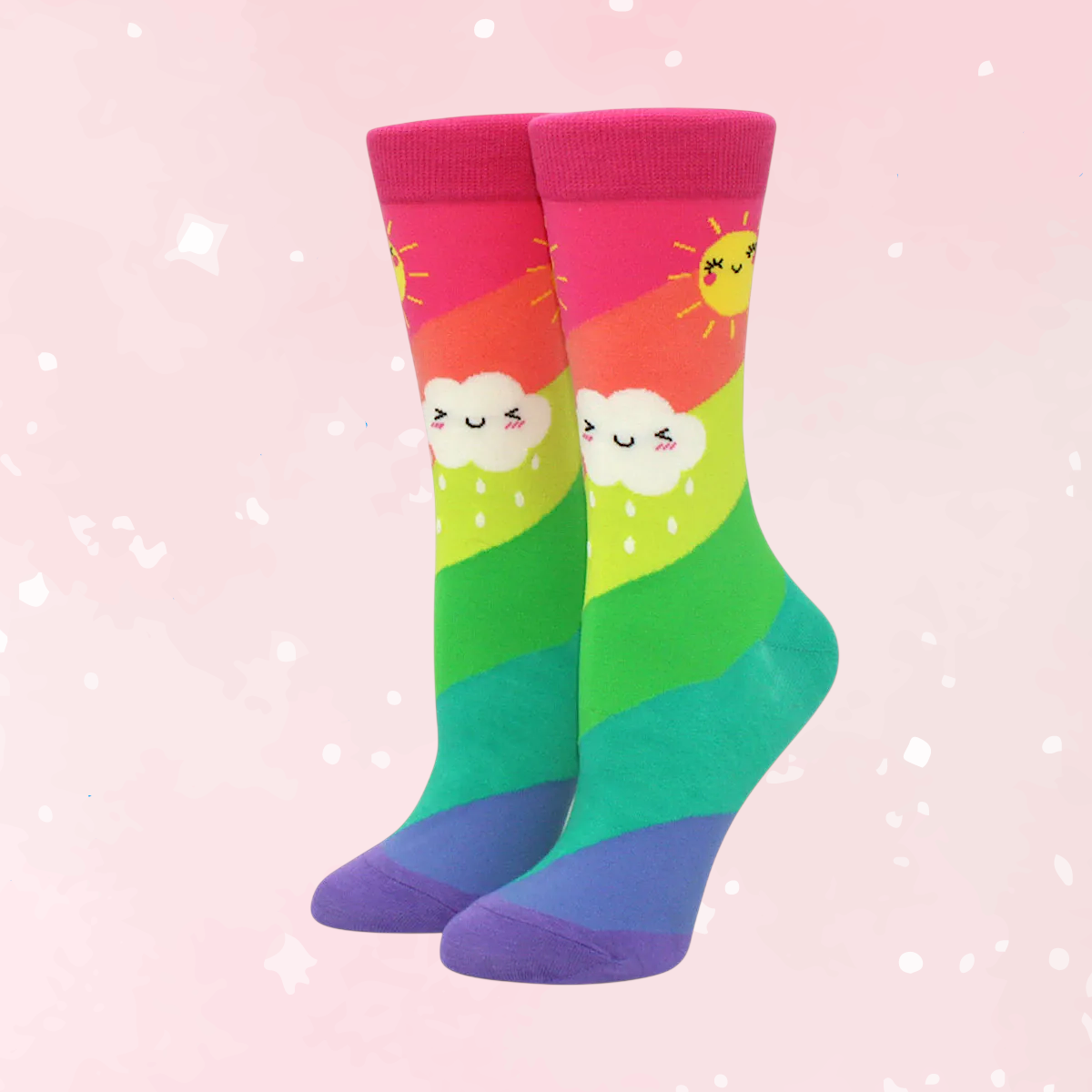 Rainbow Clouds Mid-Tube Socks