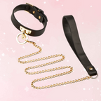 Black PU Leather Collar & Leash