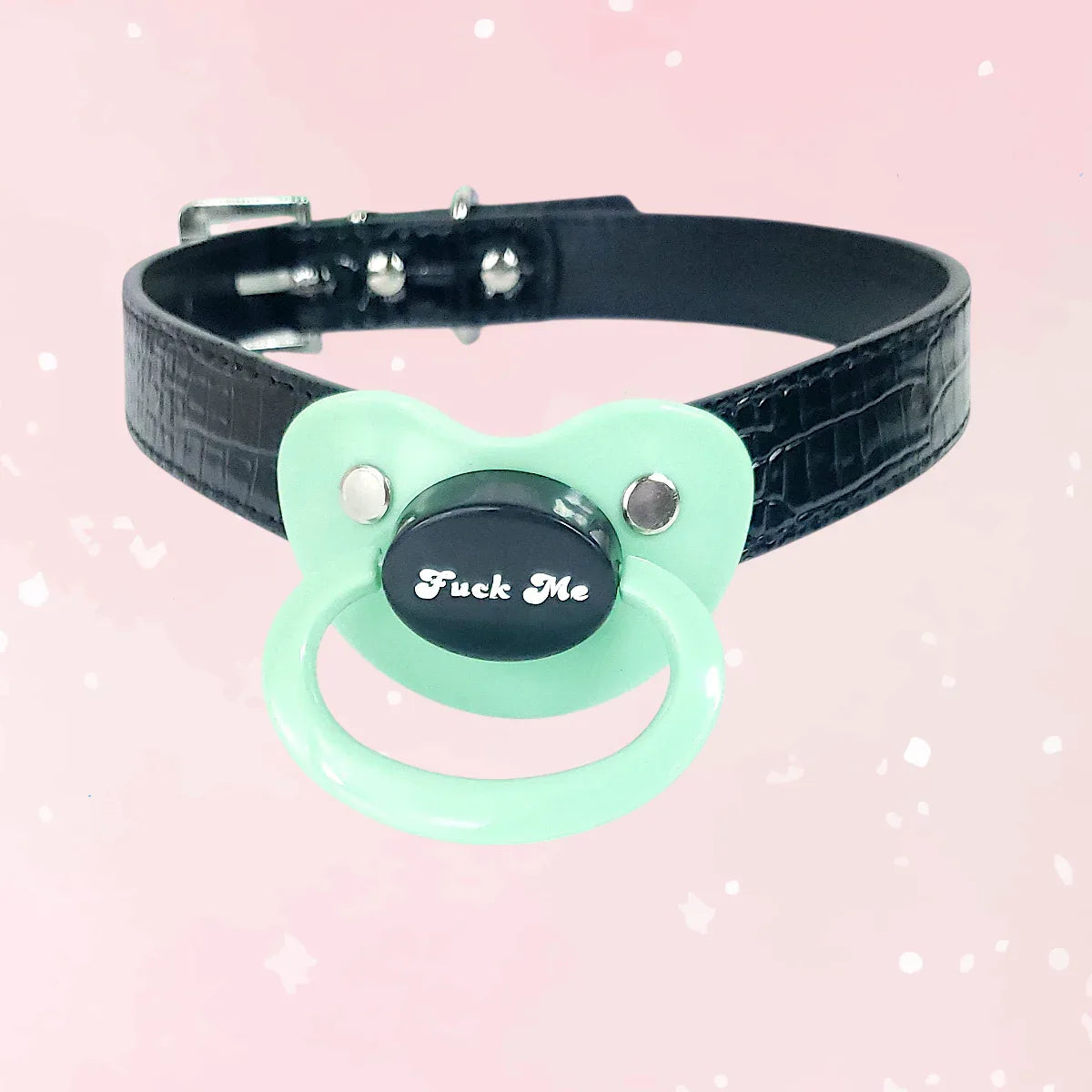 Fuck Me Green Adult Pacifier Gag - Puppy's Aesthetics