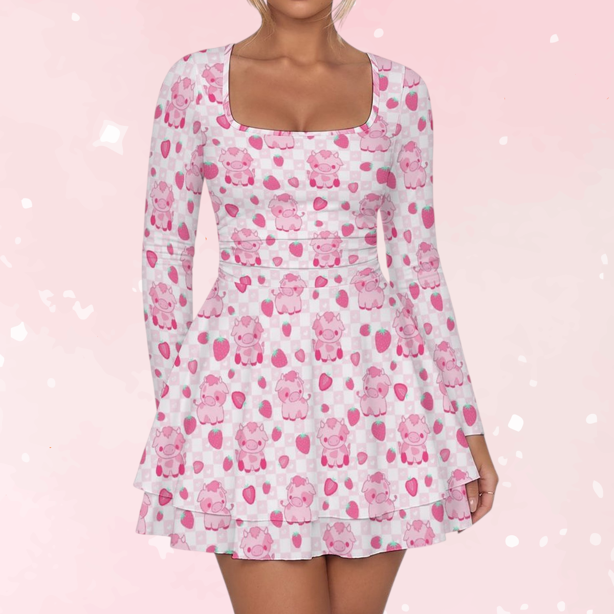 Berry Moo Ruffled Mini Dress