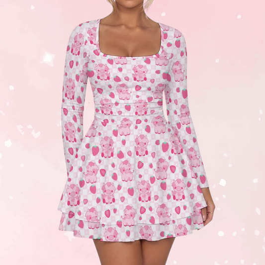 Berry Moo Ruffled Mini Dress