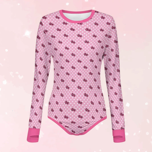 Sweet Bow Long Sleeve CuddleSuit - Puppy's Aesthetics