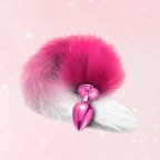 Metal Pink Butt Plug Fur Tail