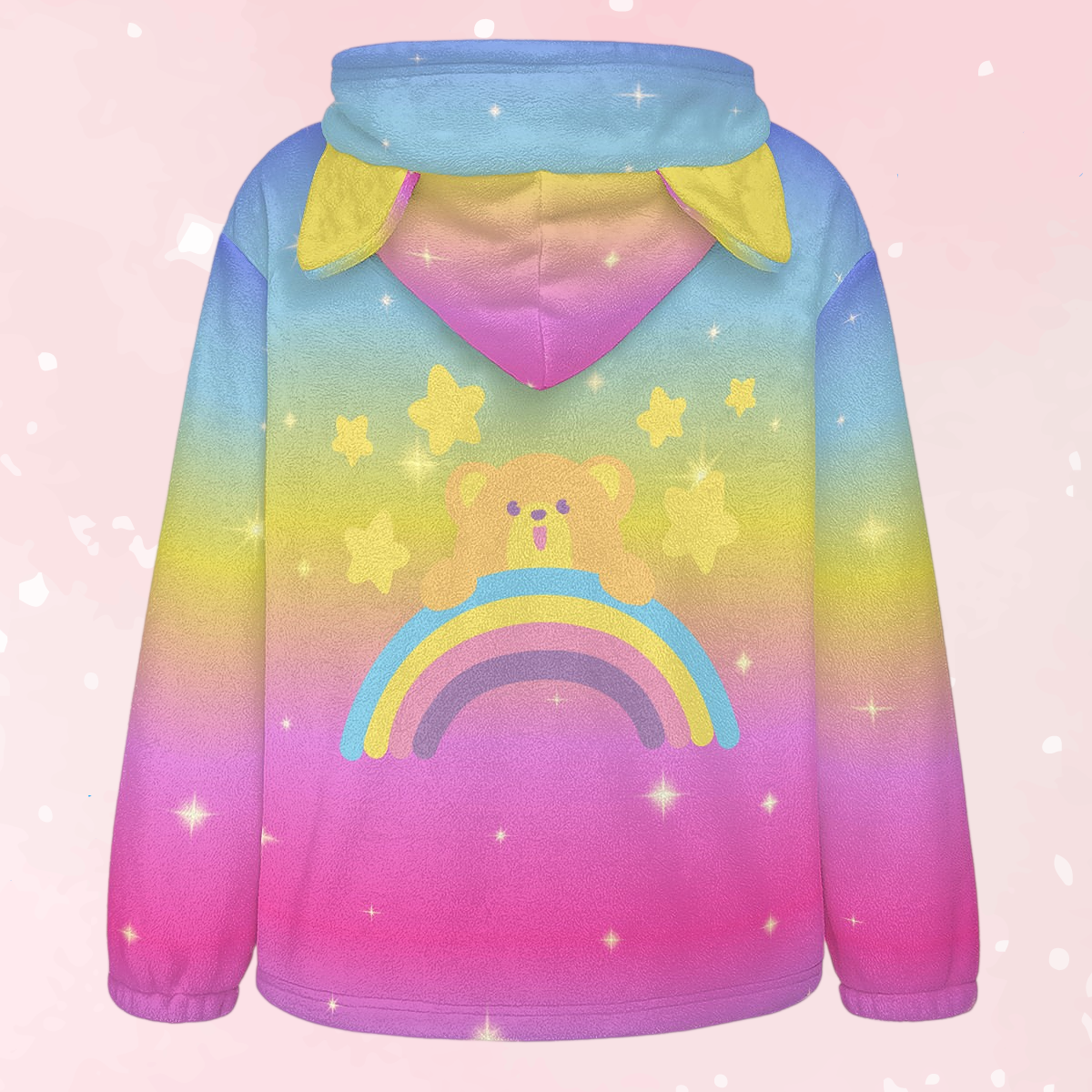 Rainbow Snuggle Bear Cozy Cat Ear Hoodie