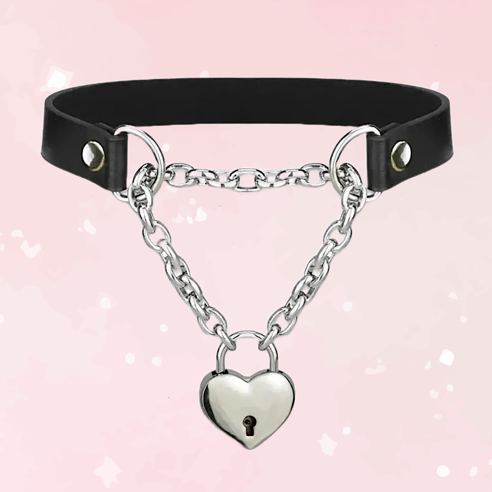 Submissive Heart Lock Stainless Steel Collar