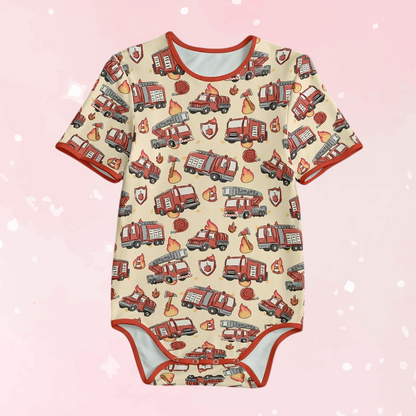 Little Firefighter Short Sleeve CuddleSuit