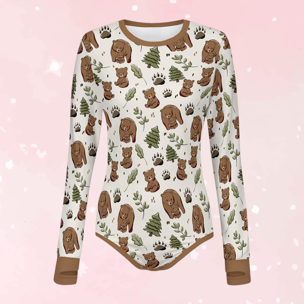 Woodland Bears Long Sleeve CuddleSuit