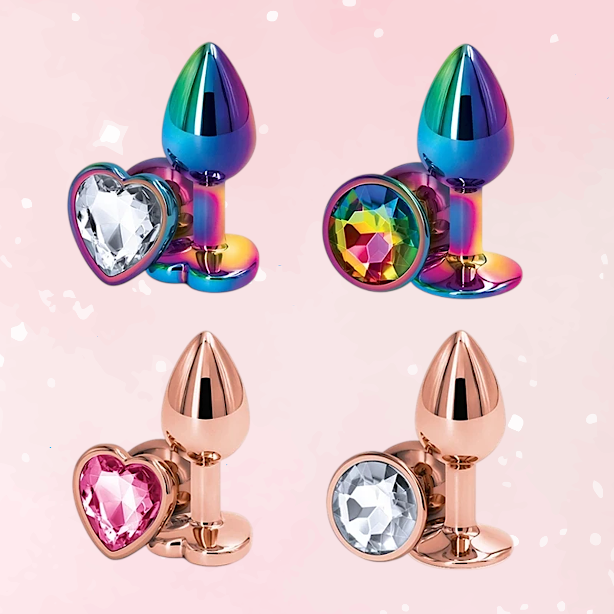 Heart-Shaped Crystal Metal Anal Set