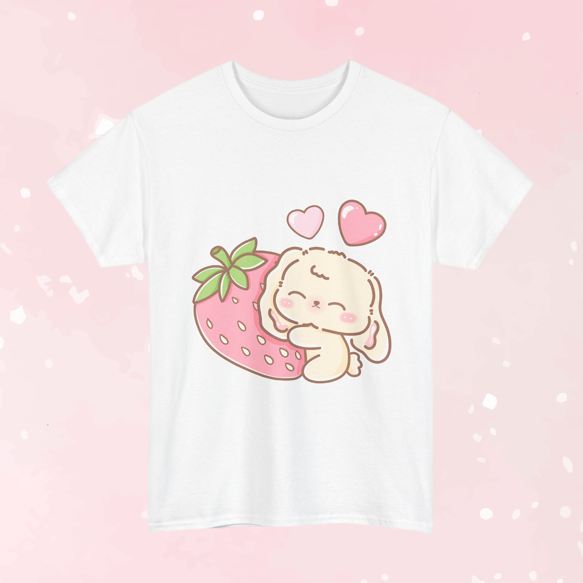 Cute Bunny Strawberry Play Tee - Puppy's Aesthetics