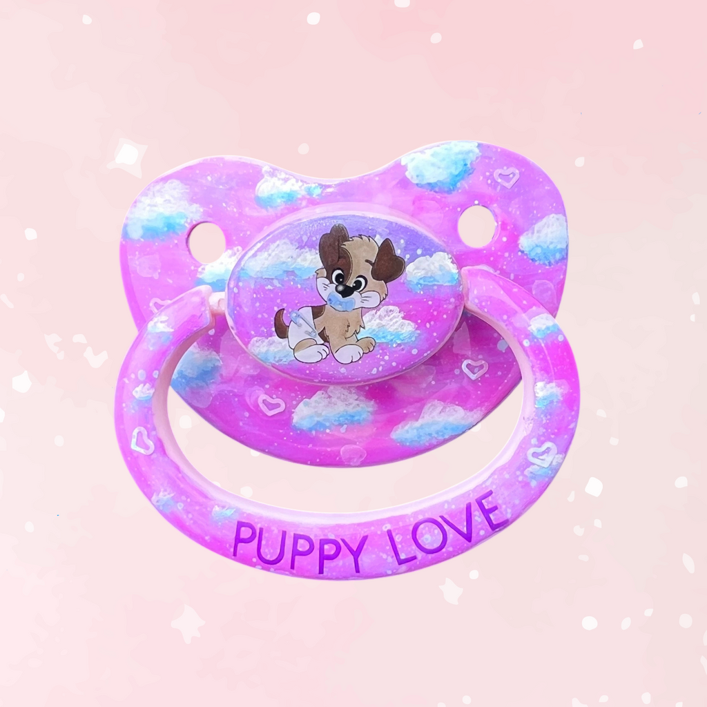 Hand Painted Adult Pacifier - Puppy Love