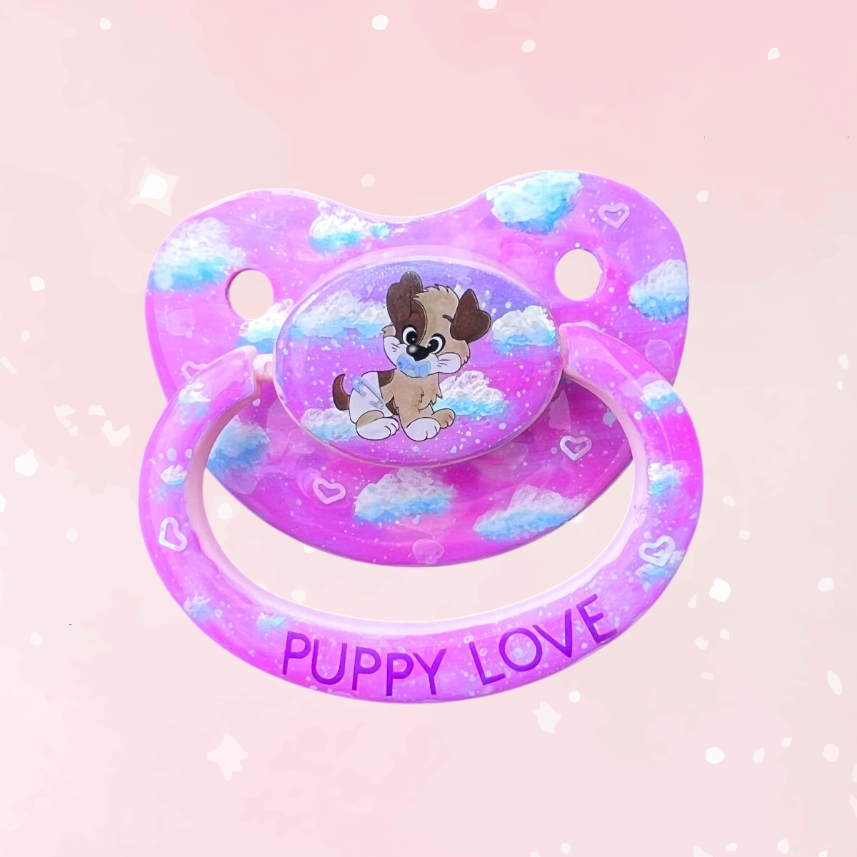 Hand Painted Adult Pacifier - Puppy Love