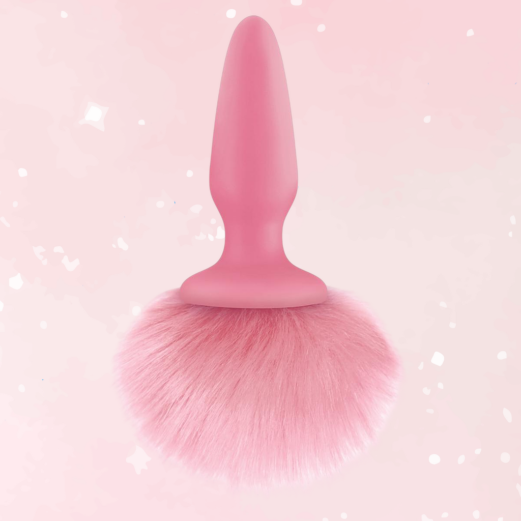 Pink Bunny Tails Silicone Butt Plug