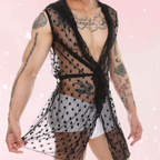 Midnight Whispers Men’s Lace Mesh Bathrobe