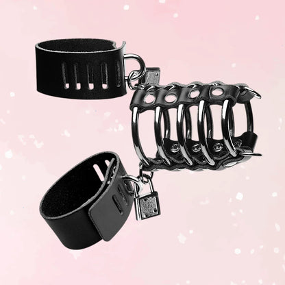 Maximum Submission Gates of Hell Locking Leather and Steel Cage - Puppy's Aesthetics