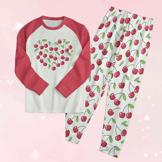 Heart Cherries Unisex Pajama Set