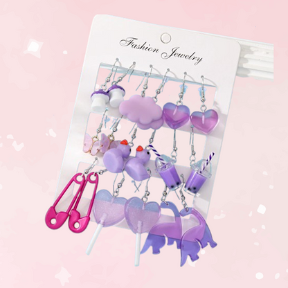 Cute Purple Kawaii Earrings