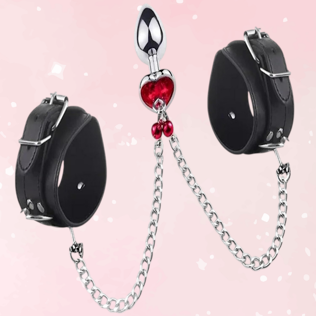 Cherry Heart Butt Plug Handcuffs