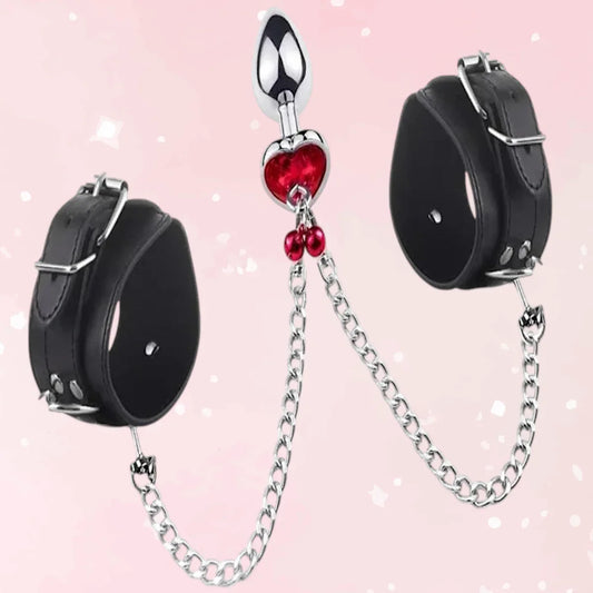 Cherry Heart Butt Plug Handcuffs - Puppy's Aesthetics