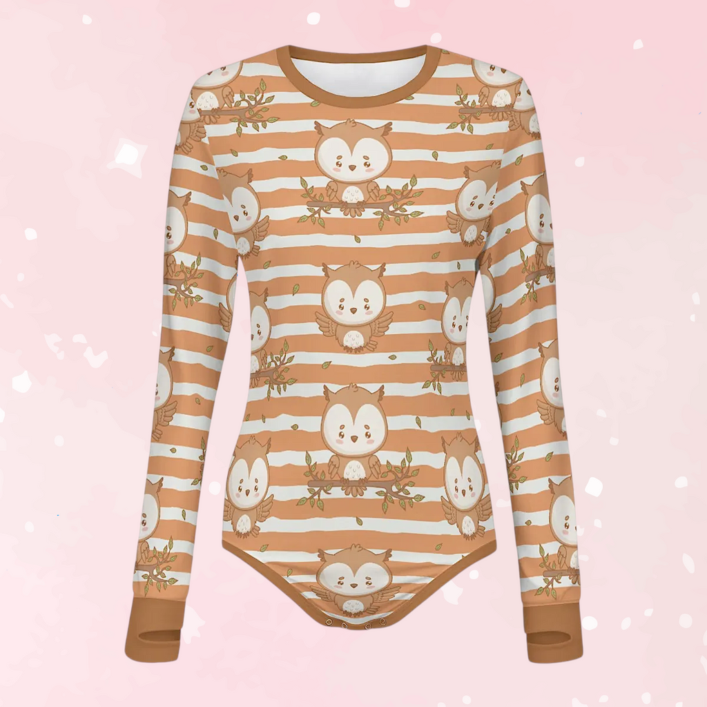 Woodland Owls Long Sleeve CuddleSuit