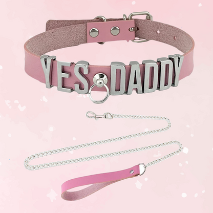 Yes Daddy Pink Collar + Leash (Colors)