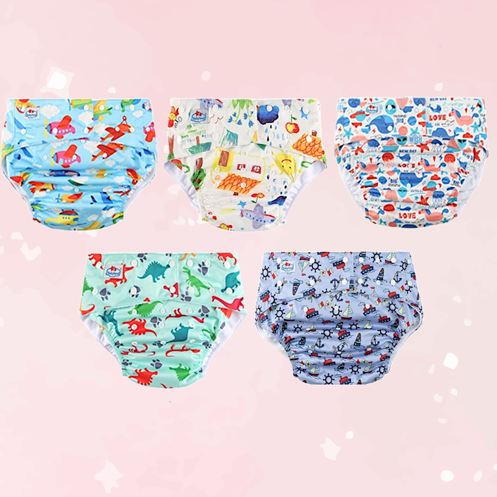 5Pcs Adorable Adult ABDL Cloth Diapers