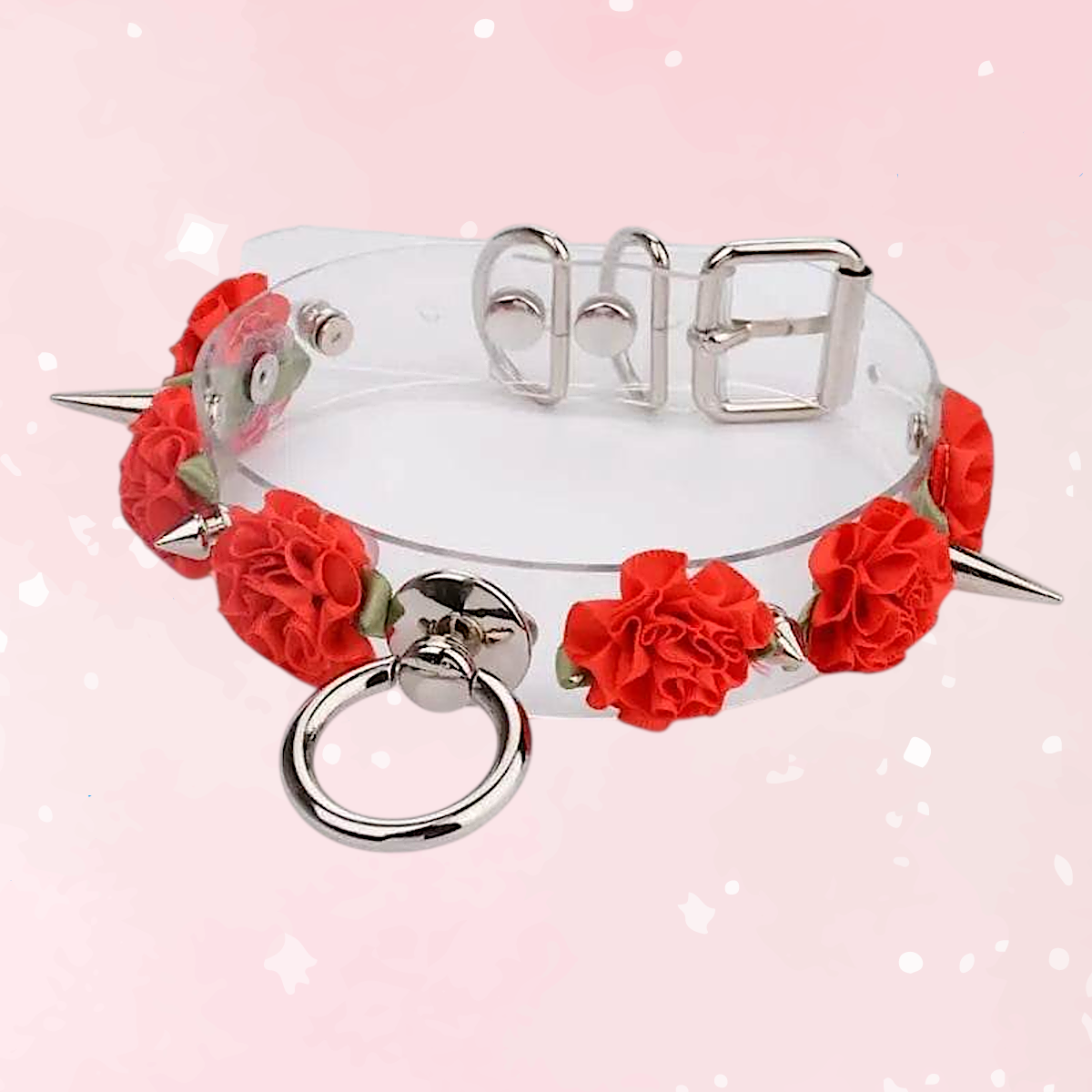 Clear Spiked Pastel Flower Collar - Puppy's Aesthetics