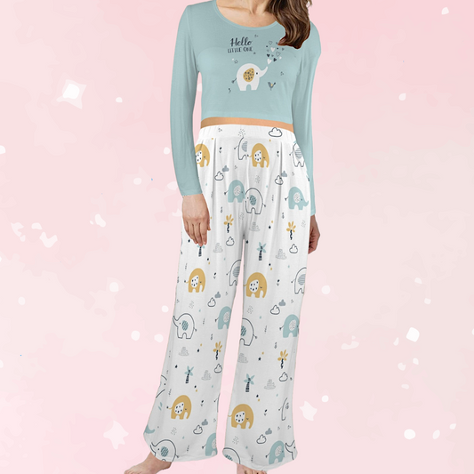 Little Elephant Crop Top Pajama Set