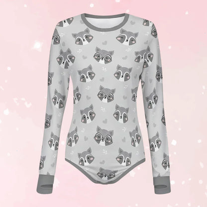 Sleepy Raccoon Long Sleeve CuddleSuit - Puppy's Aesthetics