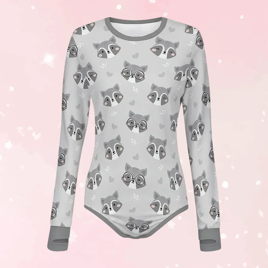 Sleepy Raccoon Long Sleeve CuddleSuit - Puppy's Aesthetics