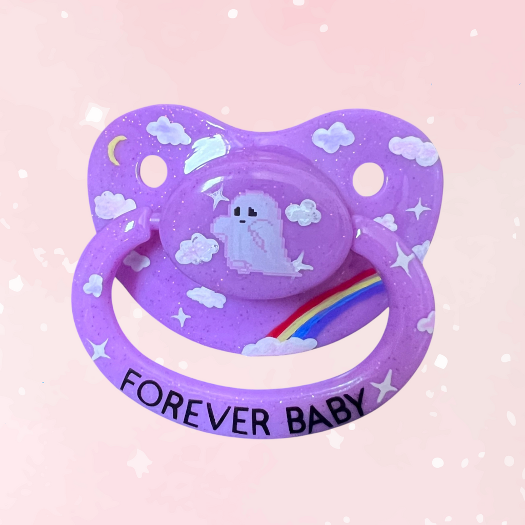 Hand Painted Adult Pacifier - Ghost Forever Baby - Puppy's Aesthetics