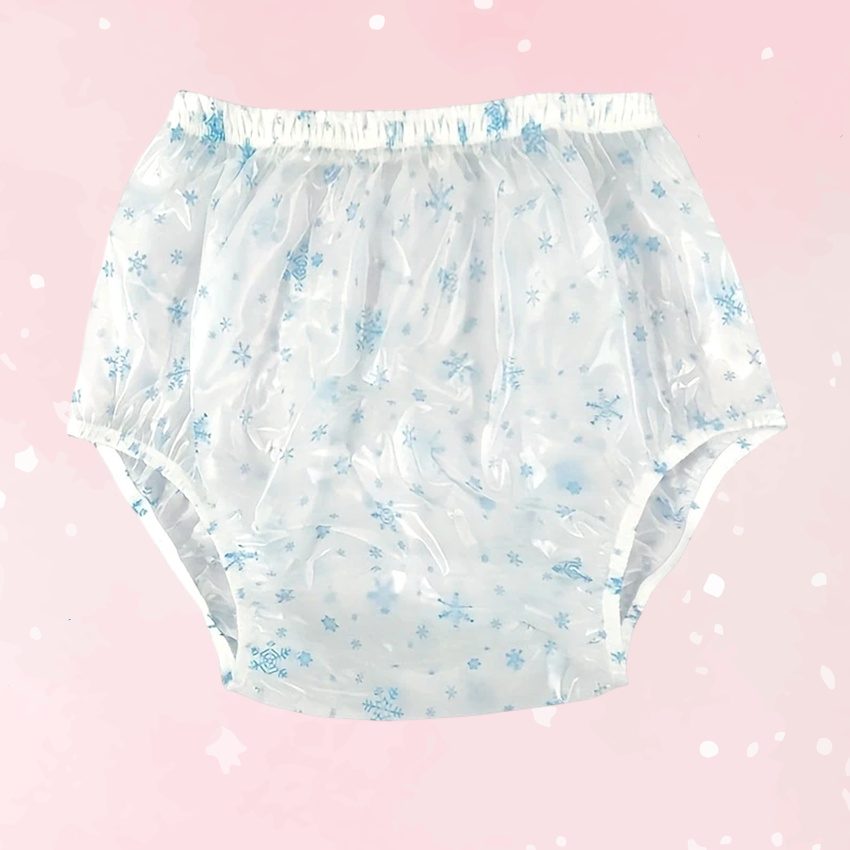 ABDL High Waist Snowflakes PVC Diaper Cover - Puppy's Aesthetics