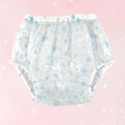 ABDL High Waist Snowflakes PVC Diaper Cover - Puppy's Aesthetics