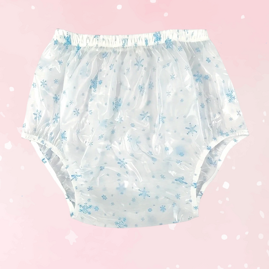 ABDL High Waist Snowflakes PVC Diaper Cover - Puppy's Aesthetics