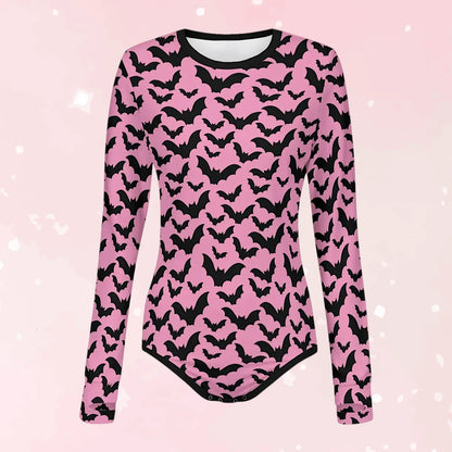 Pastel Batty Long Sleeve Bodysuit - Puppy's Aesthetics