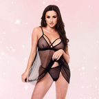 2pc Strappy Lace & Mesh Babydoll