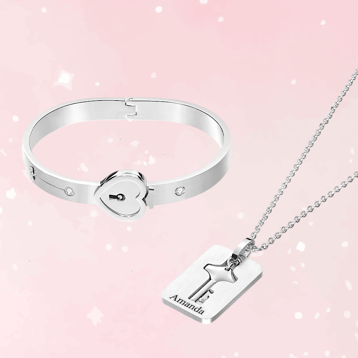 Custom Engraved Lock Bracelet & Key - Puppy's Aesthetics