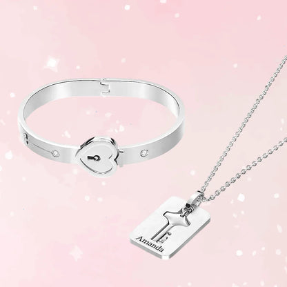 Custom Engraved Lock Bracelet & Key - Puppy's Aesthetics