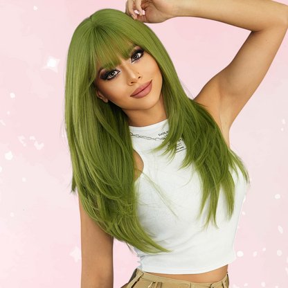 Vanilla Green Long Straight Wig