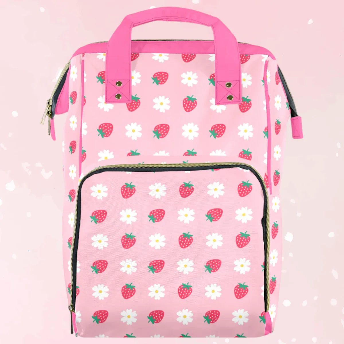 Strawberry Plaid Large Diaper Bag - Puppy's Aesthetics