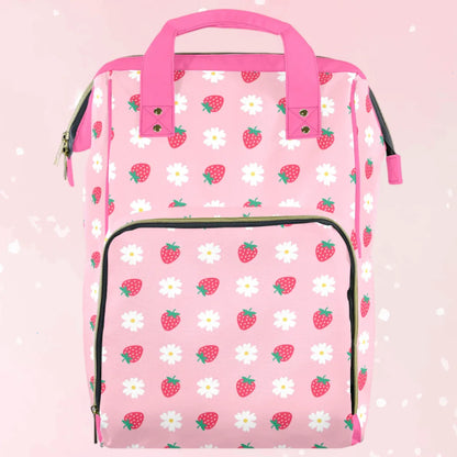 Strawberry Plaid Large Diaper Bag - Puppy's Aesthetics