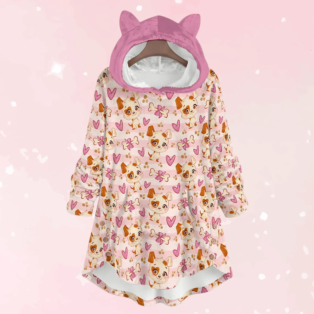 Puppy Love Flannel Ears Hoodie - Puppy's Aesthetics